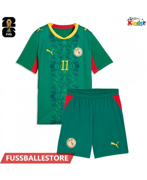 Günstige Senegal Nicolas Jackson #11 Auswärts Trikotsatzt Kinder WM 2026 Kurzarm (+ Kurze Hosen)